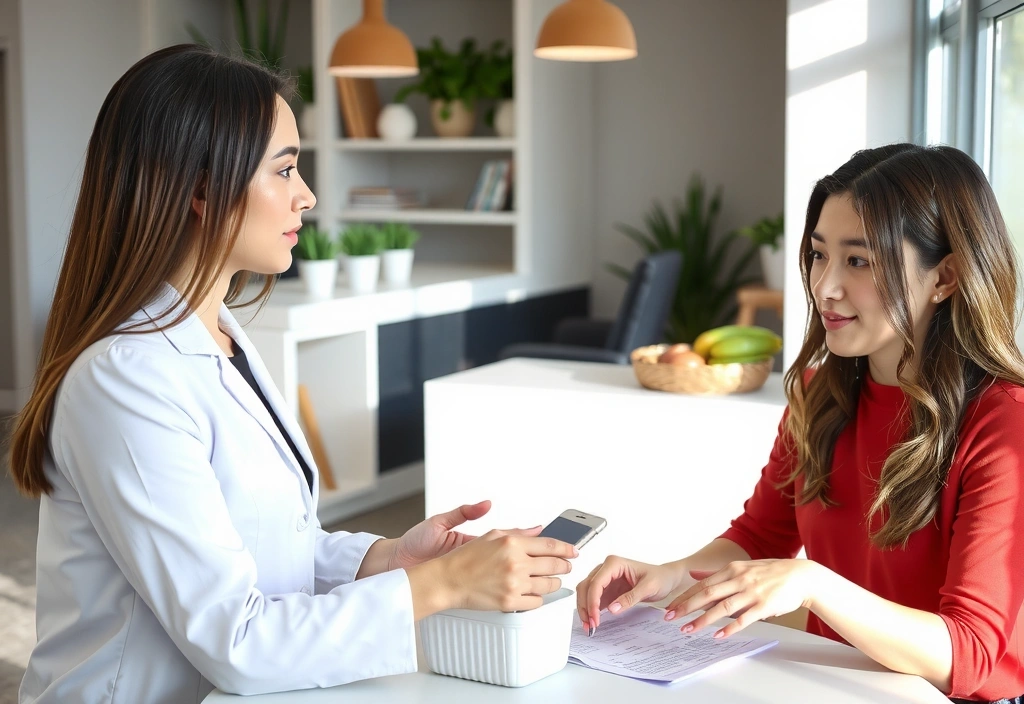 Professional nutritionist conducting a comprehensive health consultation with a client